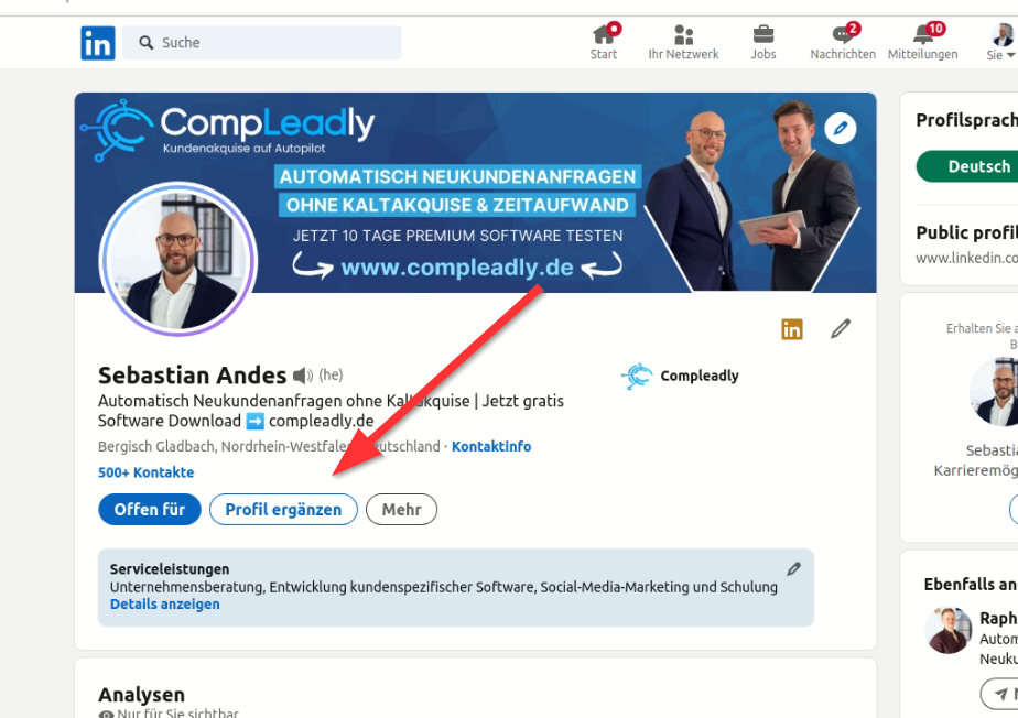 Wie kann ich mein LinkedIn Profil ergänzen #Fokus #Info