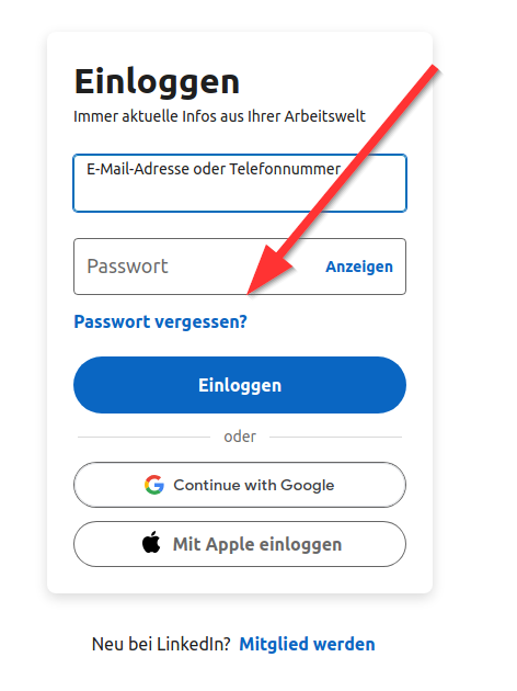 Ich habe das Passwort vergessen
