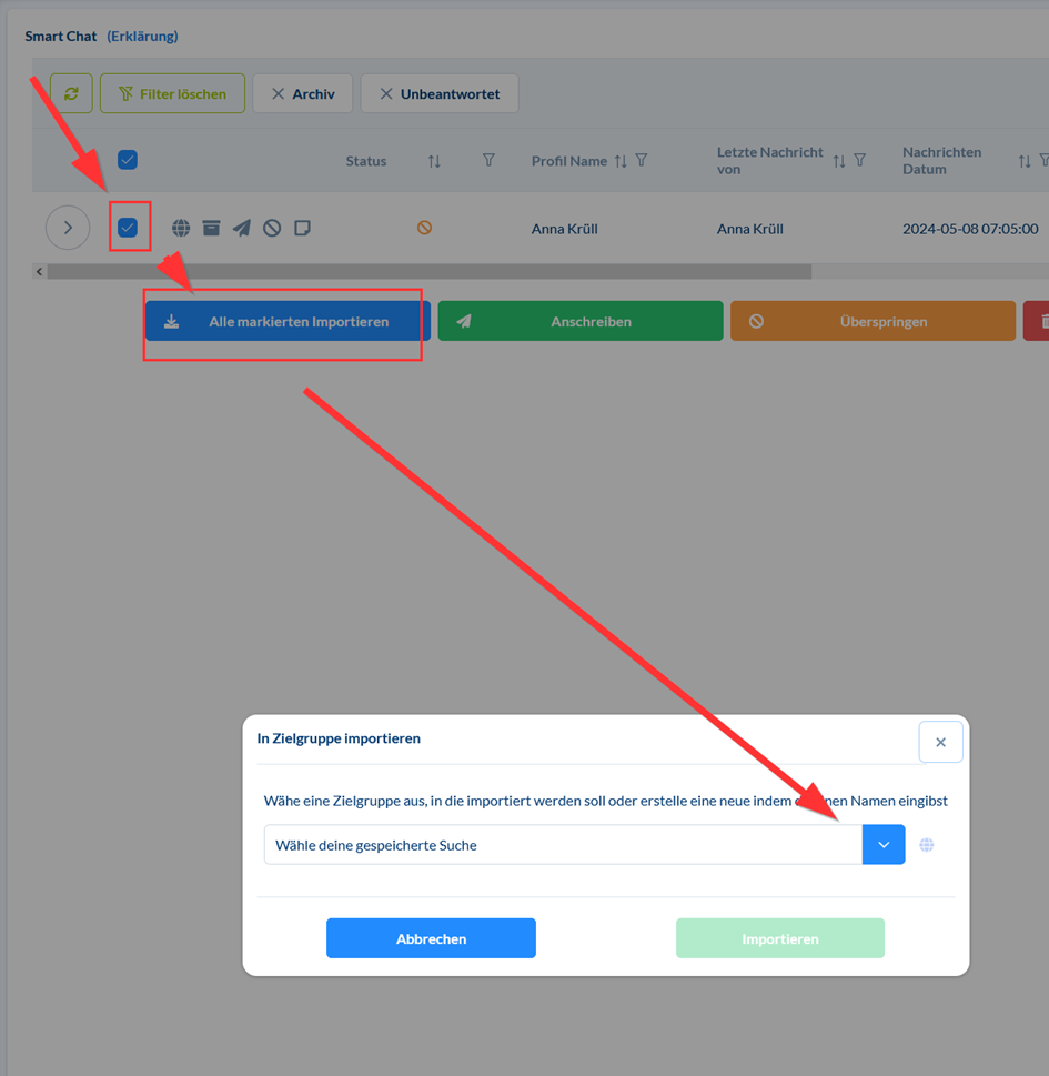 Workaround für das Blockieren von Kontakten in Smart Chat