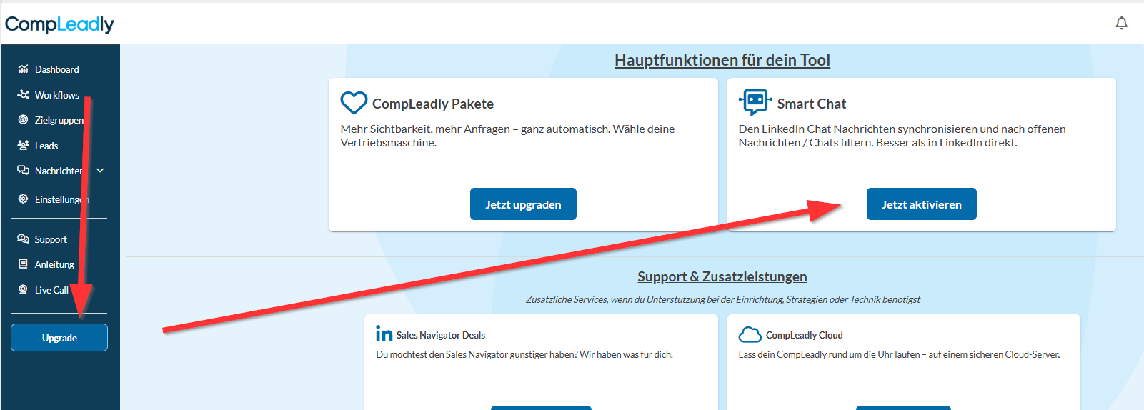 CompLeadly Pakete Abonnieren / Upgrade