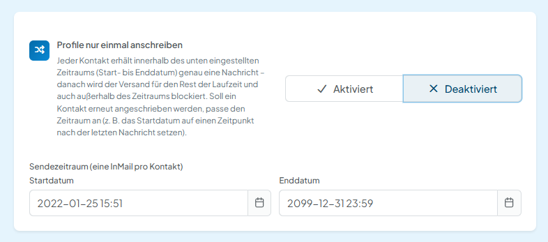 Mit dieser Funktion wurde bereits eine Nachricht an diesen Kontakt gesendet