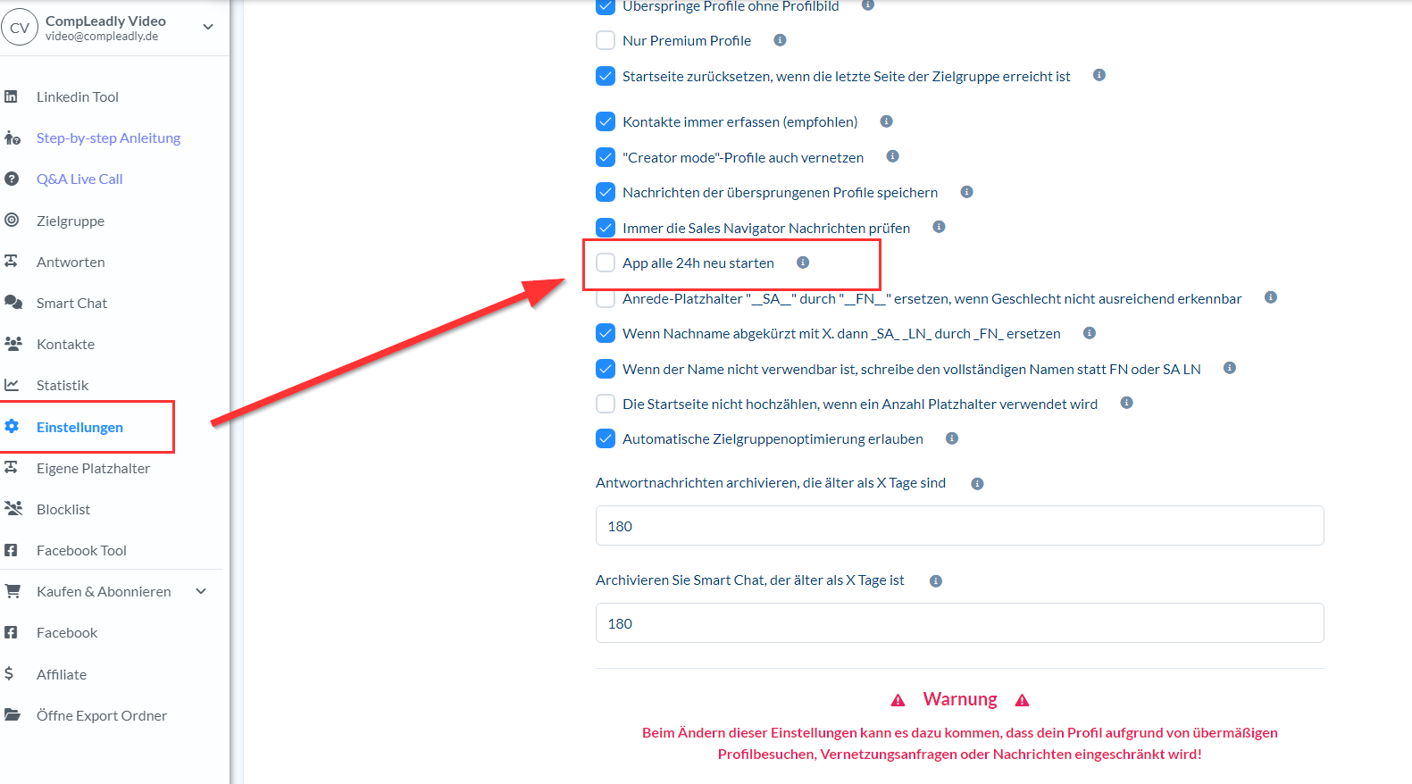 CompLeadly schließt sich automatisch und startet nicht erneut