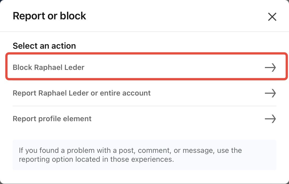 Block contacts on LinkedIn