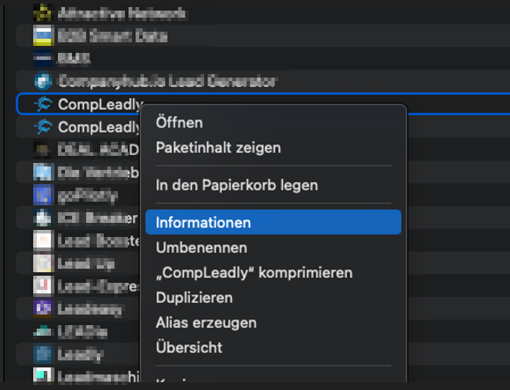 CompLeadly Rechte geben unter MacOS