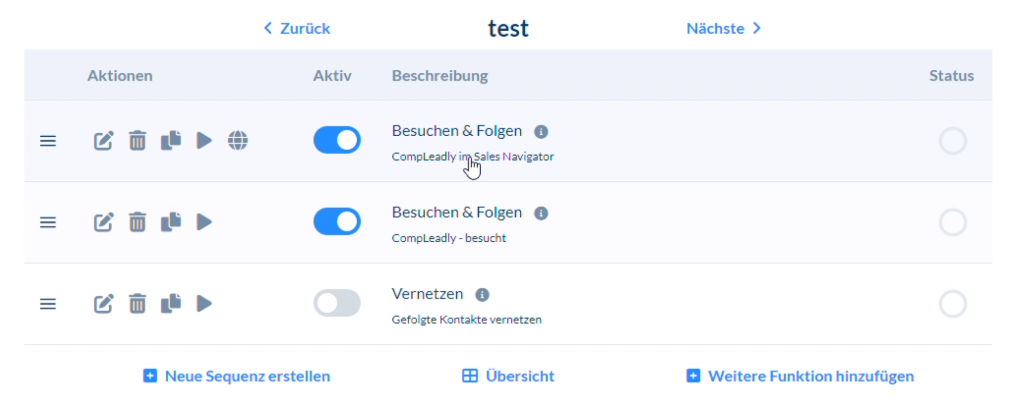 Wie kann man mit einem gewünschten Abstand erst besuchen, dann folgen, dann vernetzen?