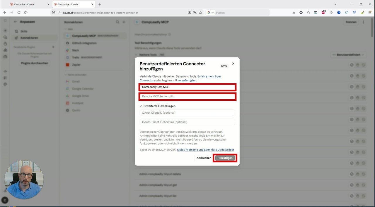 Claude mit CompLeadly verbinden (MCP-Konnektor einrichten)