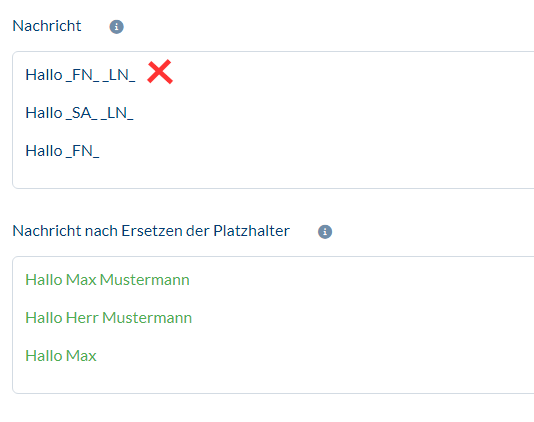 Warum man kein _FN_ _LN_ im Text verwenden sollte.