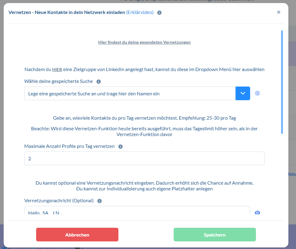 Wie stelle ich die Vernetzen-Funktion ein?