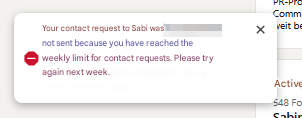 LinkedIn connection error message