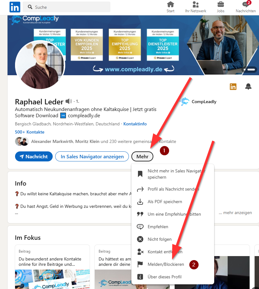 Kontakte auf LinkedIn blockieren