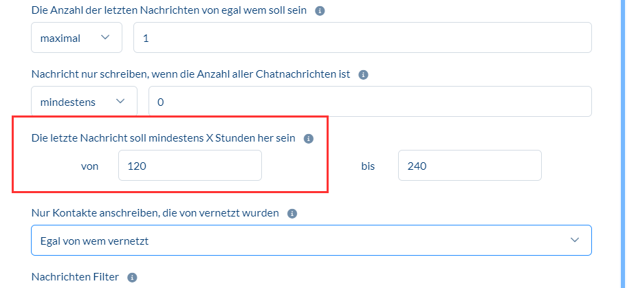 Nicht genug Tage seit der letzten Nachricht im Chat vergangen / Not enough days past since the last message in the chat