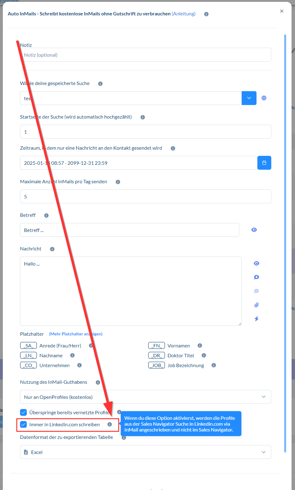 Kann keine InMails in LinkedIn senden