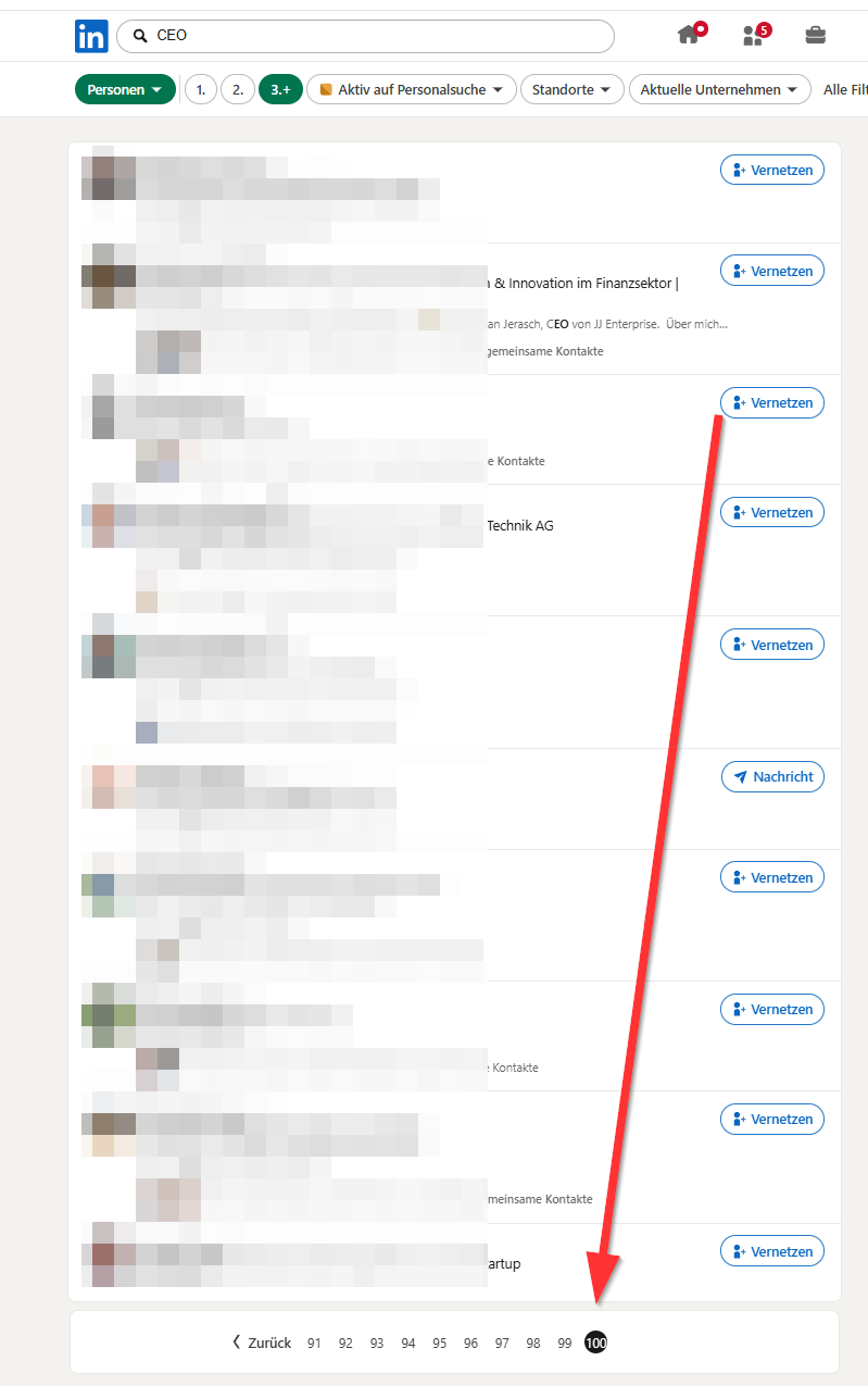 Warum LinkedIn nur 1.000 Suchergebnisse anzeigt #Suche #Filter