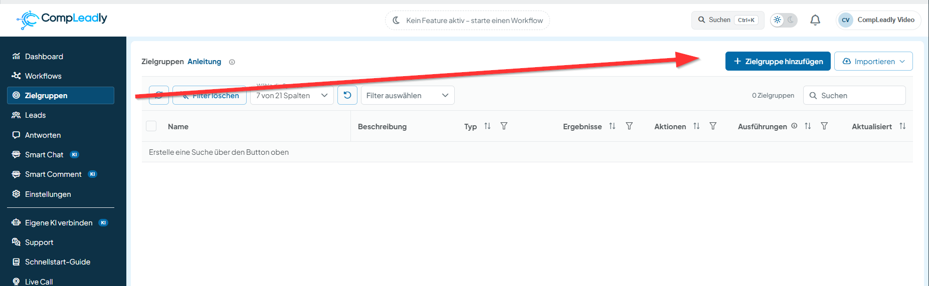 Tutorial zum Menüpunkt "Zielgruppe"