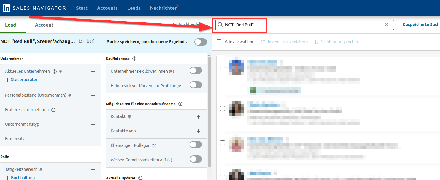 Unternehmen oder Mitarbeiter eines Unternehmens im Sales Navigator ausschließen / blockieren