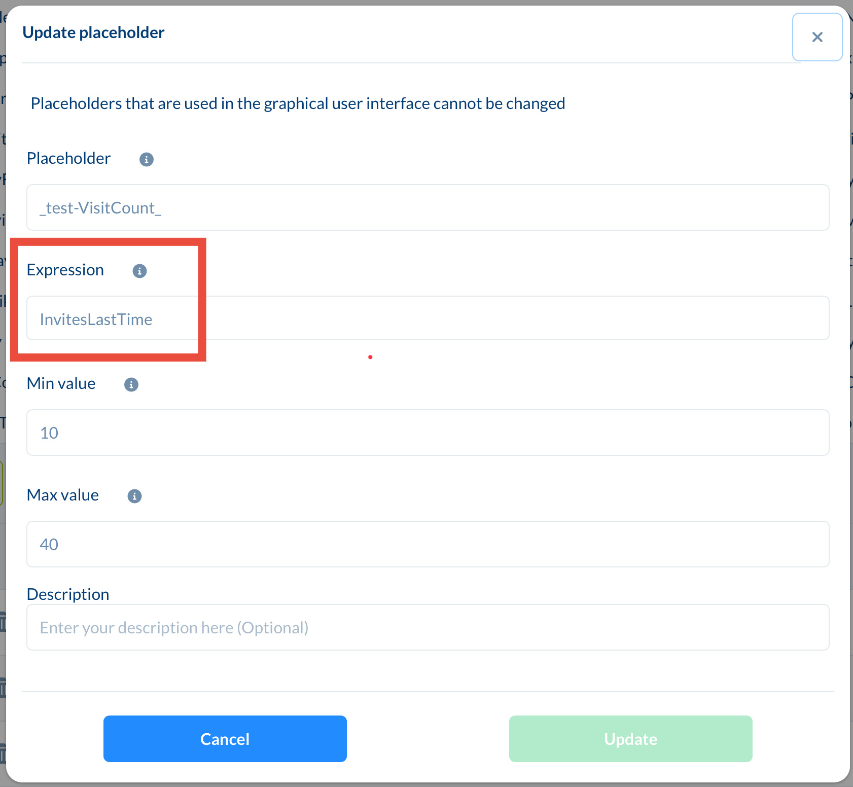 Why is the calculation placeholder in the “Visit & Follow” function only “InvitesLastTime”?
