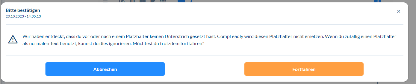 Platzhalter ohne Unterstrich