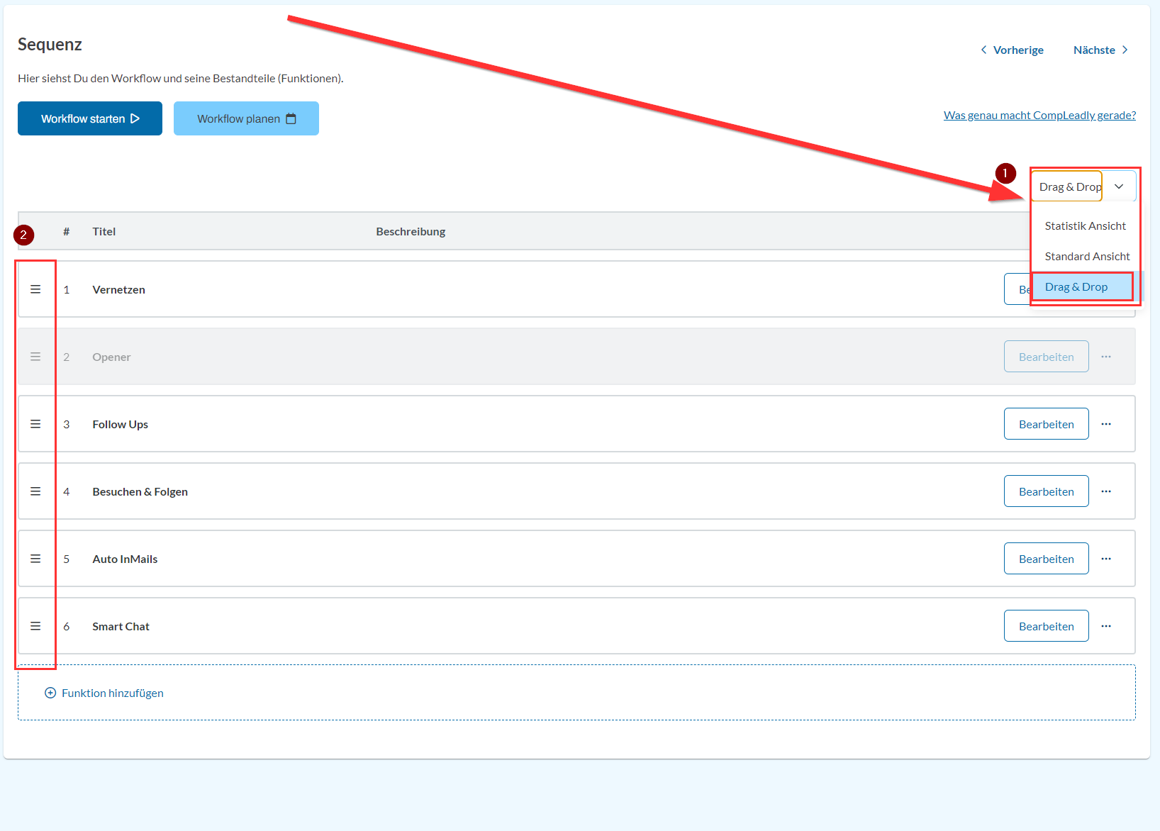 Funktion im Workflow verschieben #Drag&Drop