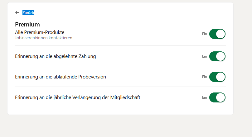 Empfehlung für Mitteilungseinstellungen