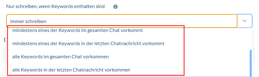 No keyword in last message / Kein Schlüsselwort in der letzten Nachricht