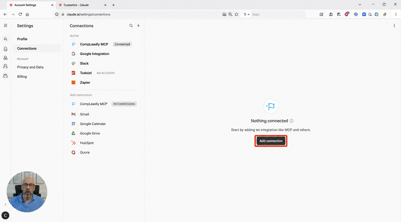 Connect Claude with CompLeadly (set up MCP connector)
