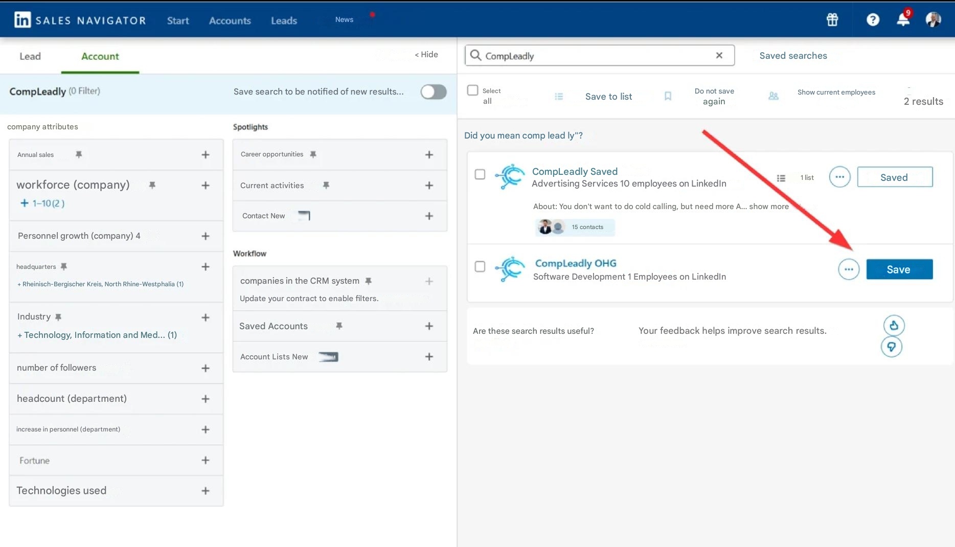 How you can use employees from Sales Navigator account searches