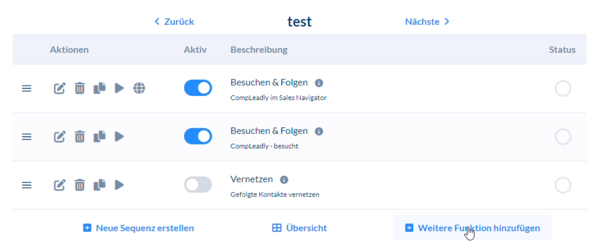 Wie kann man mit einem gewünschten Abstand erst besuchen, dann folgen, dann vernetzen?