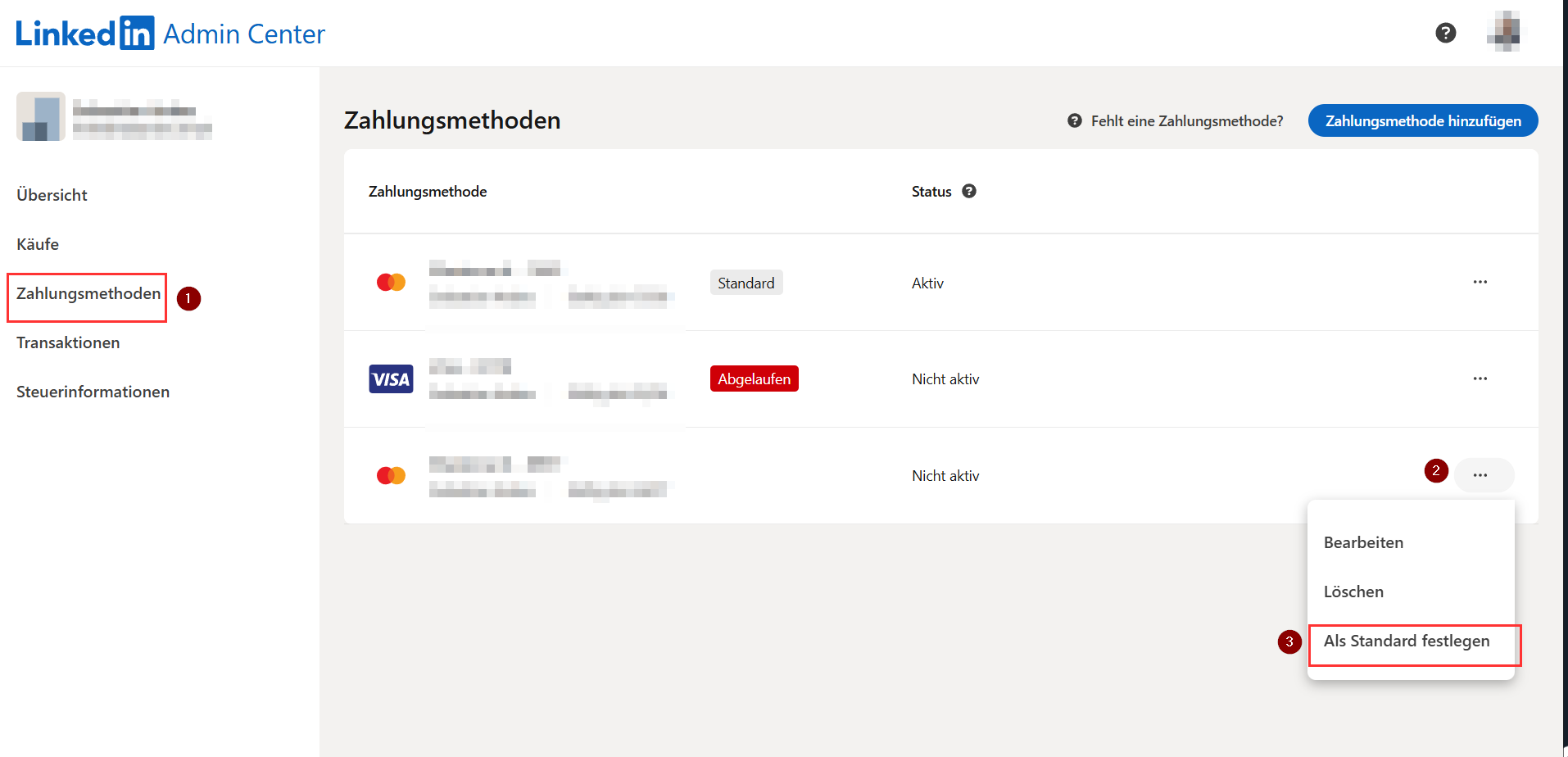 Kreditkarte in LinkedIn wechseln #Sales Navigator #Admin Center