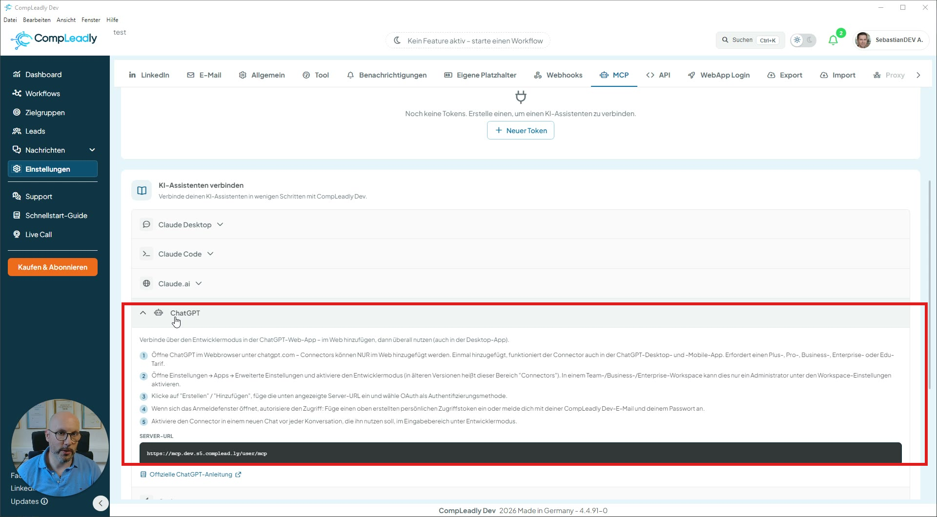 ChatGPT-Zugriff auf deinen CompLeadly-Account einrichten