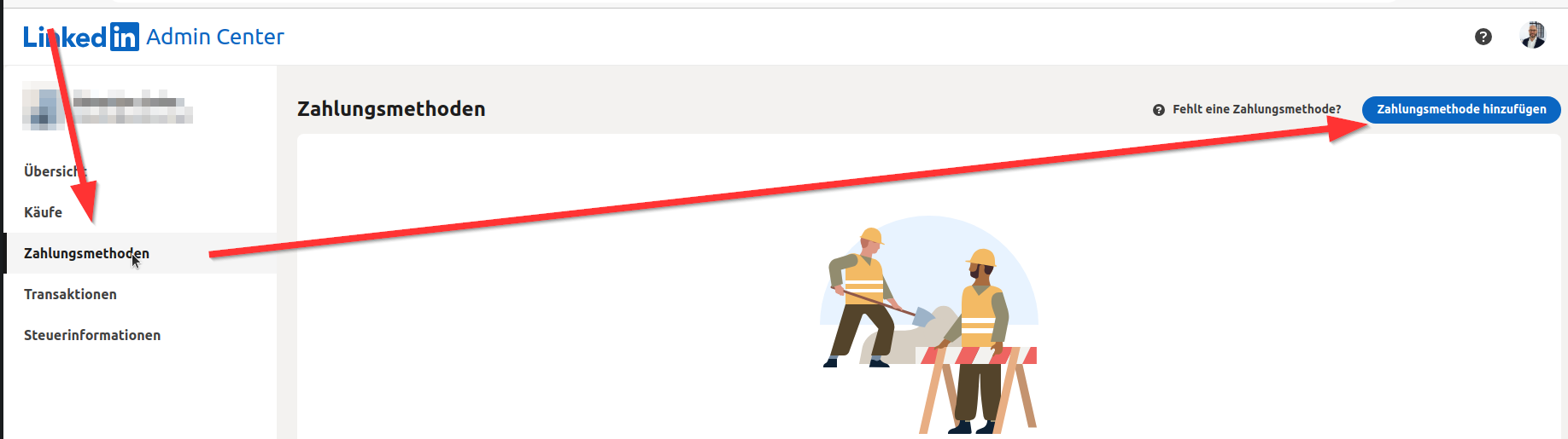 Zahlungsmethode in LinkedIn ändern