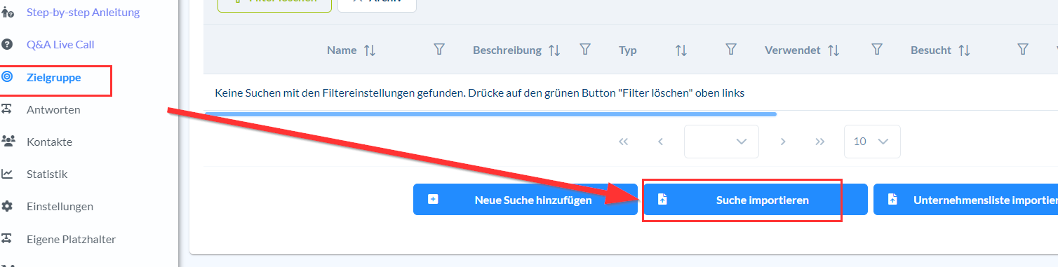 Eine Suche-Liste richtig in CompLeadly importieren.
