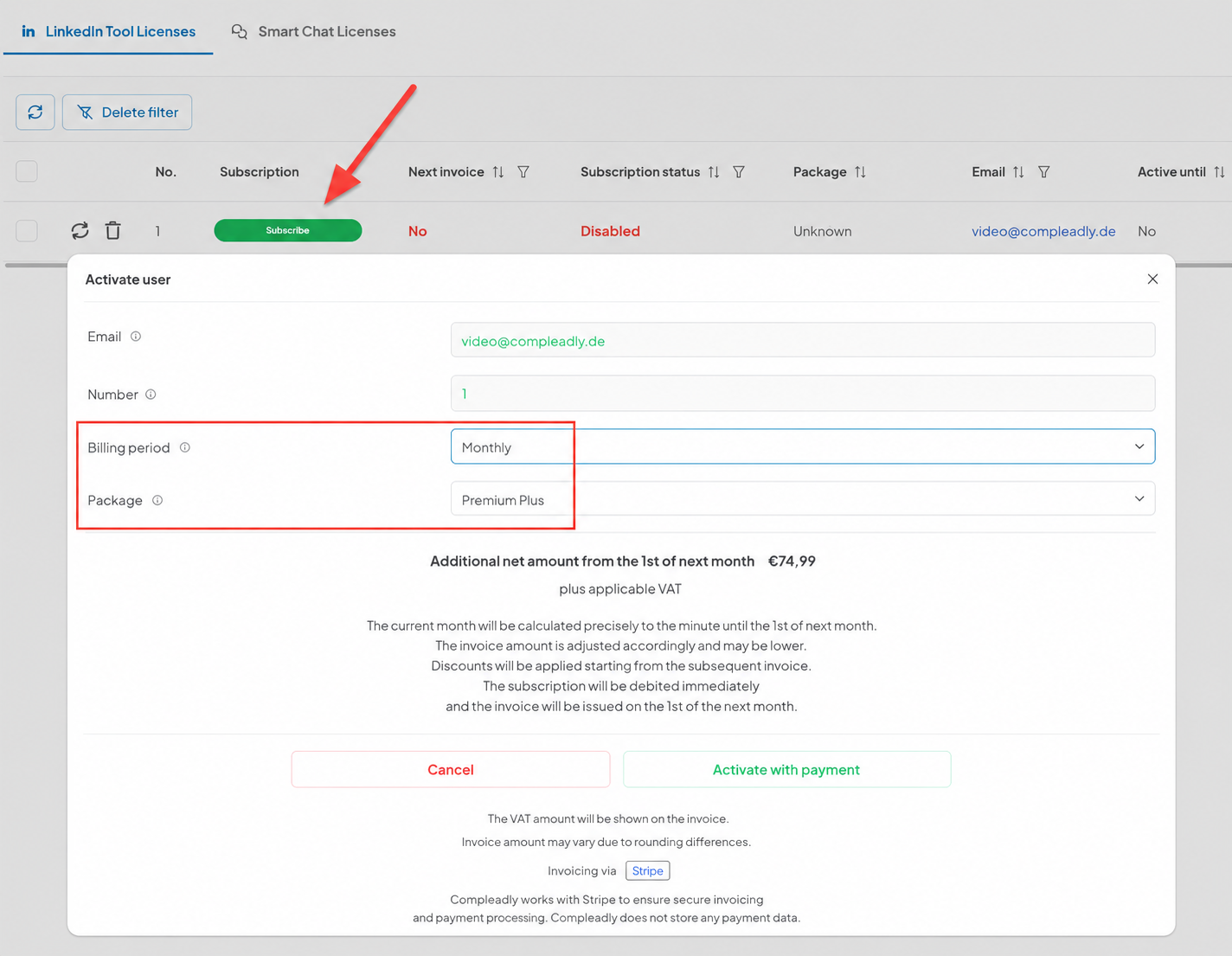 Collective invoice #User management