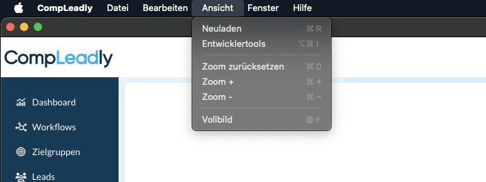 Ansicht Mac