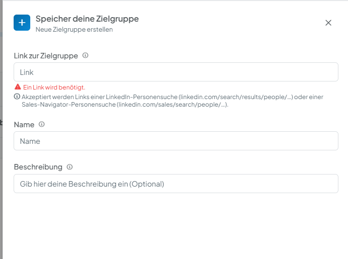 Tutorial zum Menüpunkt "Zielgruppe"