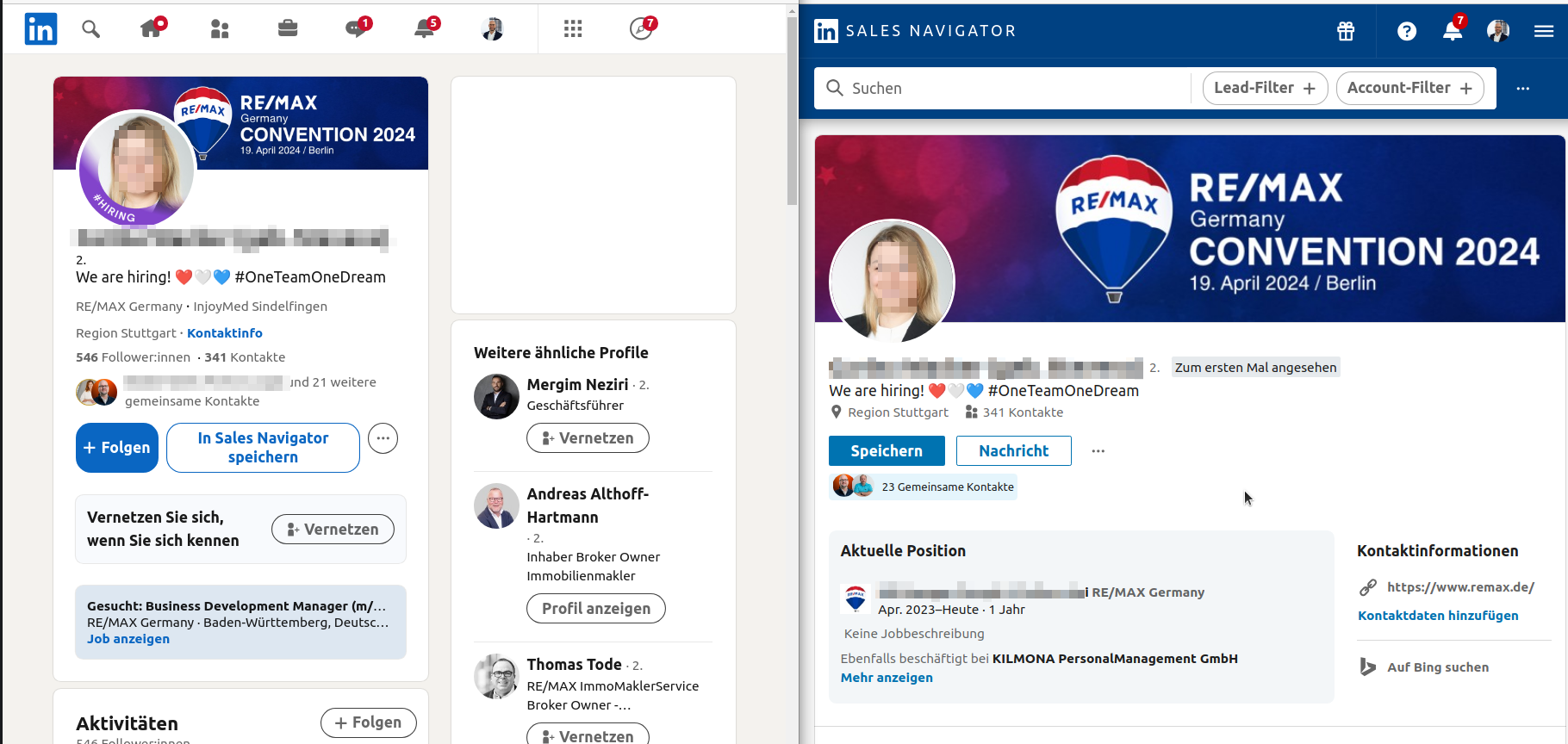 Search for contacts on LinkedIn who are looking for employees or have #Hiring displayed in their profile picture