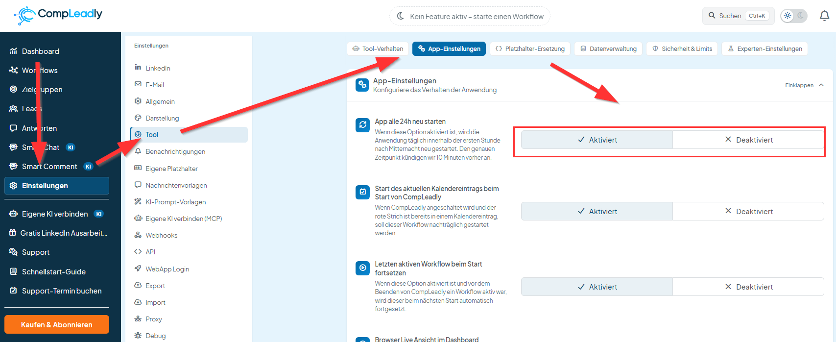 App 24h neustarten