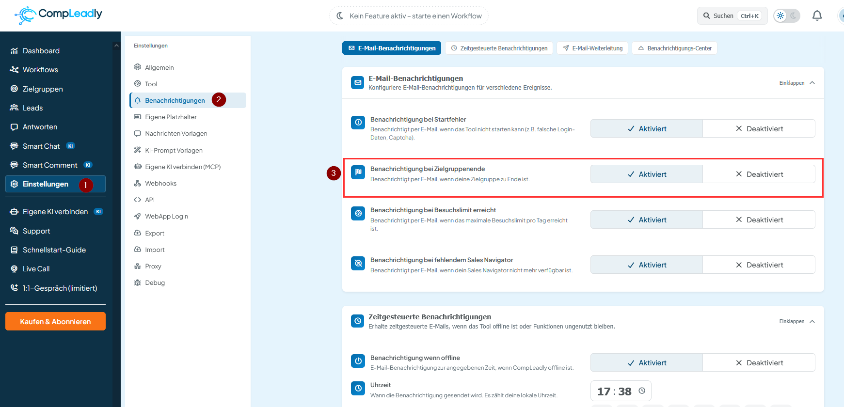 Wie sehe ich, ob die Zielgruppe zu Ende ist?