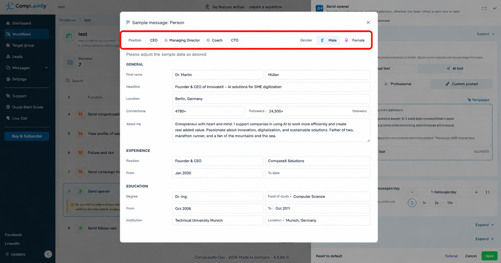 AI messages: Create openers, follow-ups & auto-messages with AI