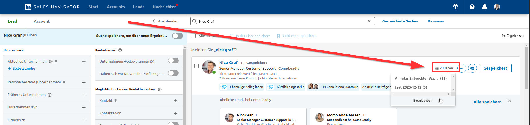 Eine Person aus sämtlichen Lead Listen entfernen