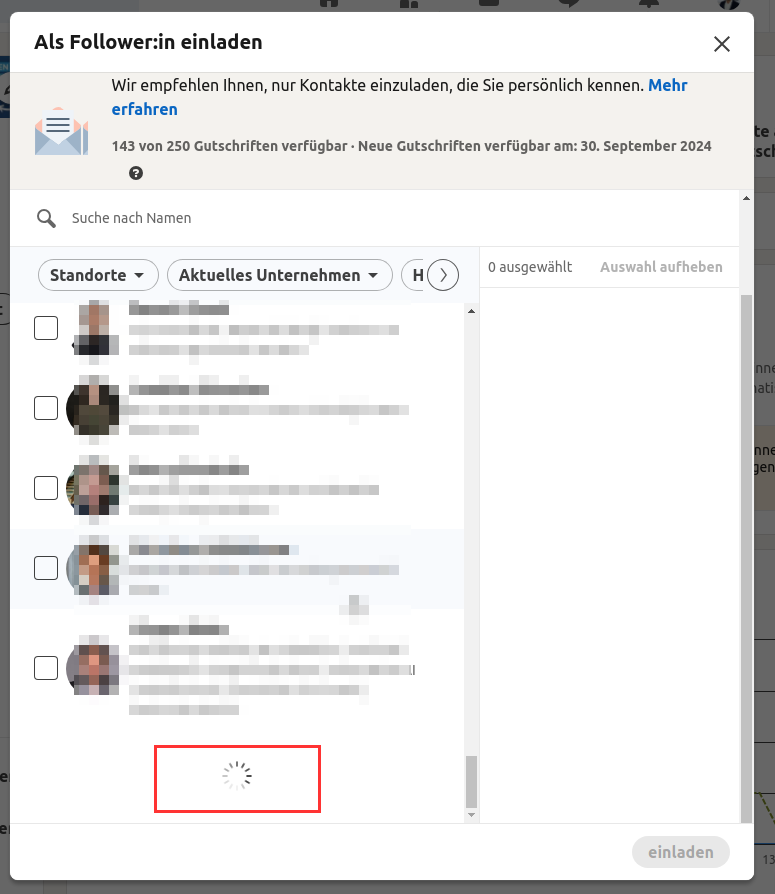 Es werden keine Leute mehr eingeladen zum Folgen deiner Unternehmensseite, Gruppe oder Event #Einladung geht nicht mehr