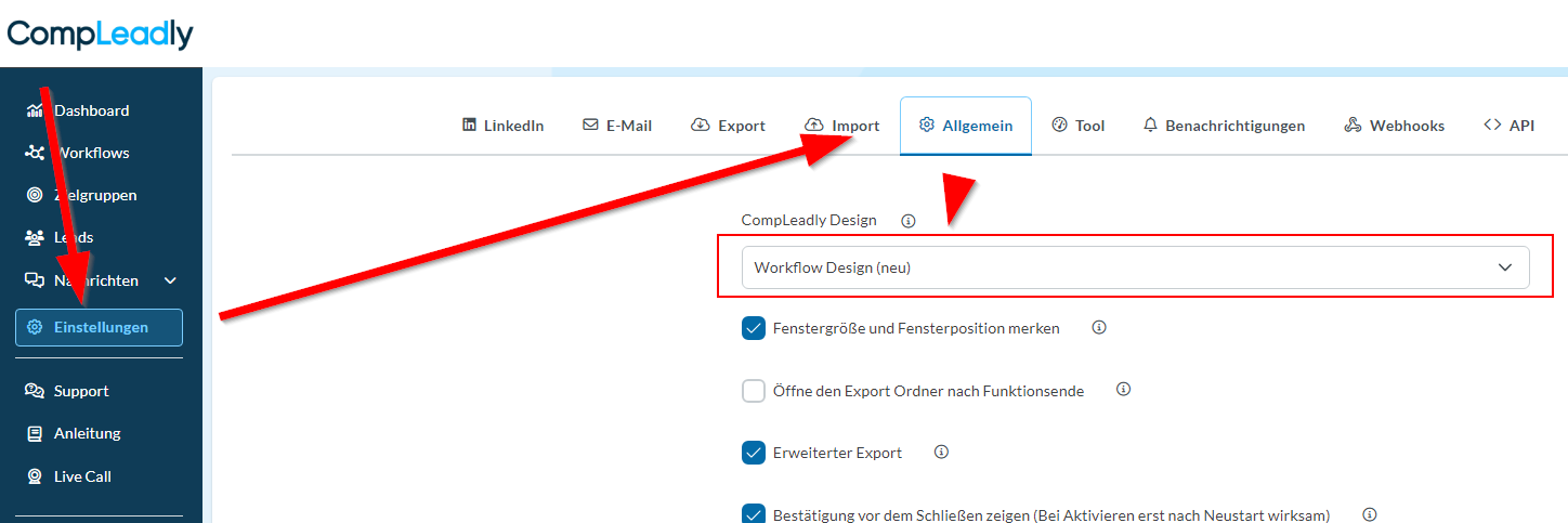 Wechsel auf das Workflow Design