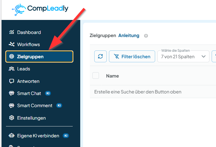 Tutorial zum Menüpunkt "Zielgruppe"