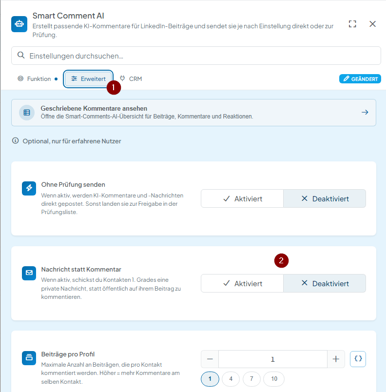 Tutorial: Smart Comment AI – automatisierte Kommentare bei Zielgruppenbeiträgen