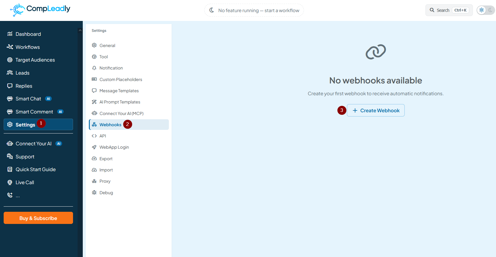 Setting up and using webhooks in CompLeadly