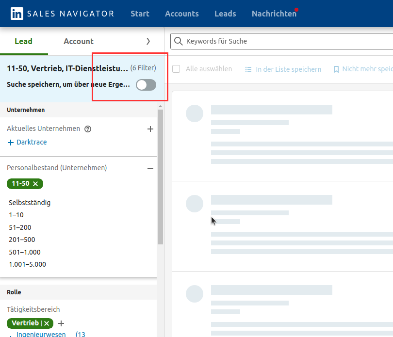 Gespeicherte Lead-Suchen aus dem Sales Navigator in CompLeadly speichern #savedSearchID