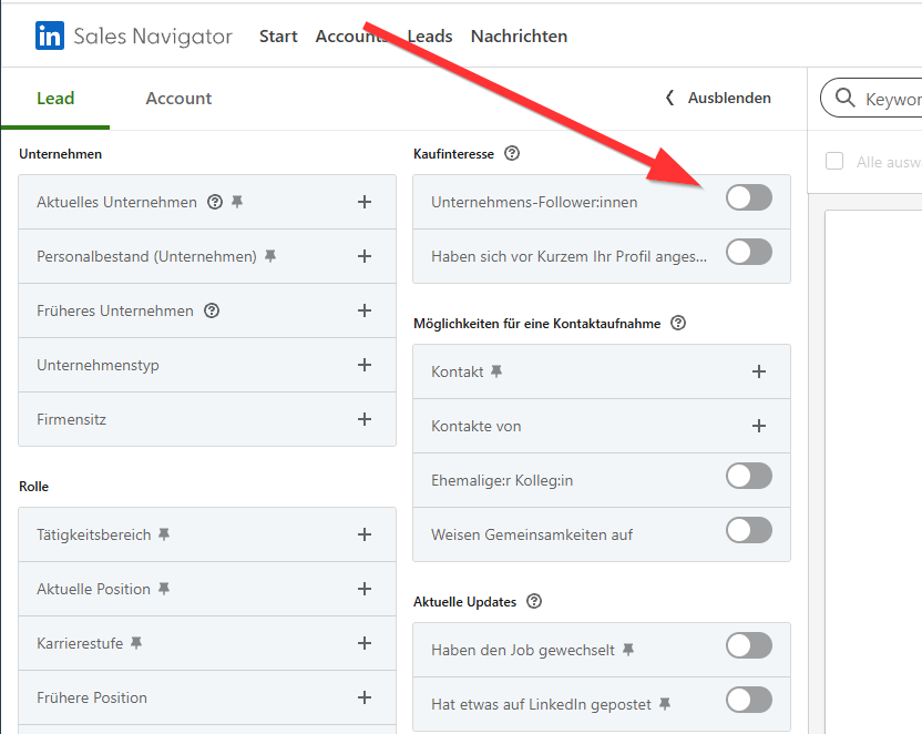 Follower deiner Unternehmensseite im Sales Navigator herausfinden
