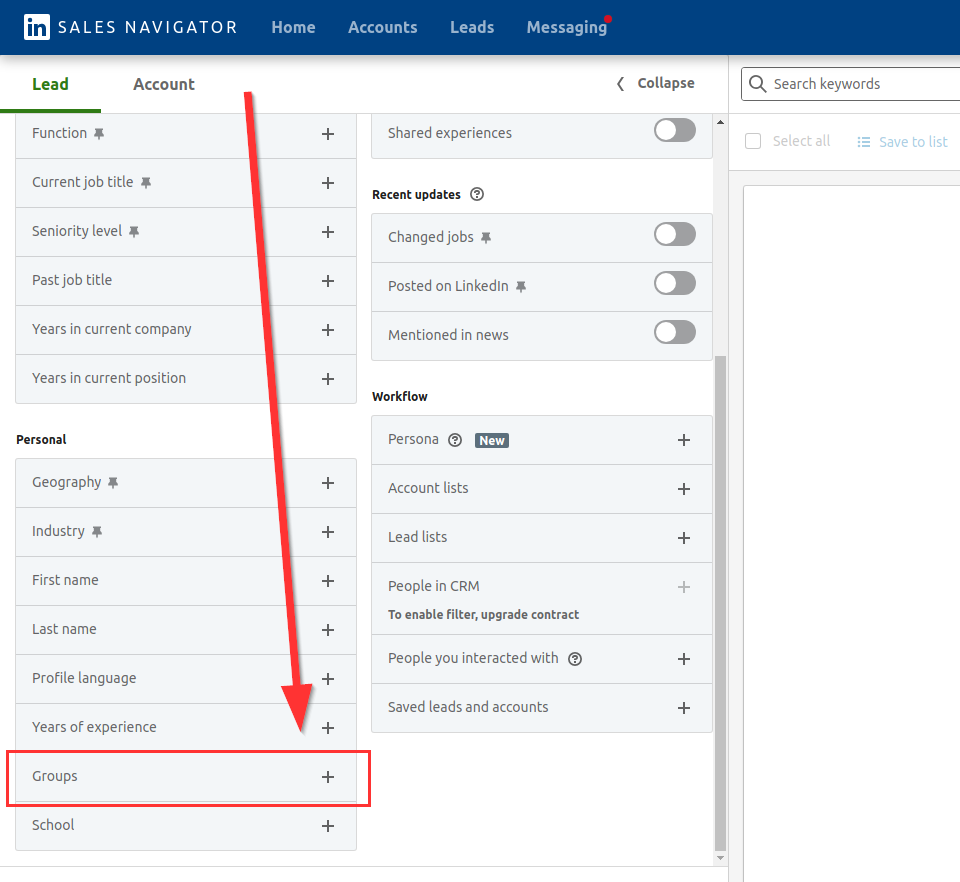 How to select group members in Sales Navigator searches