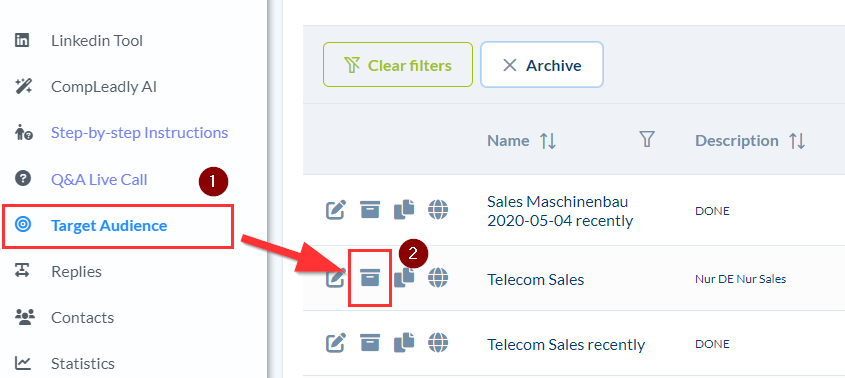 How can I delete target groups that have already been created?