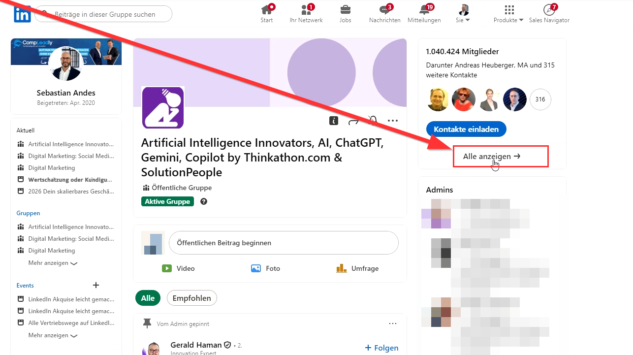 Einschränkung bei der Gruppenmitglieder-Messenger-Funktion auf LinkedIn