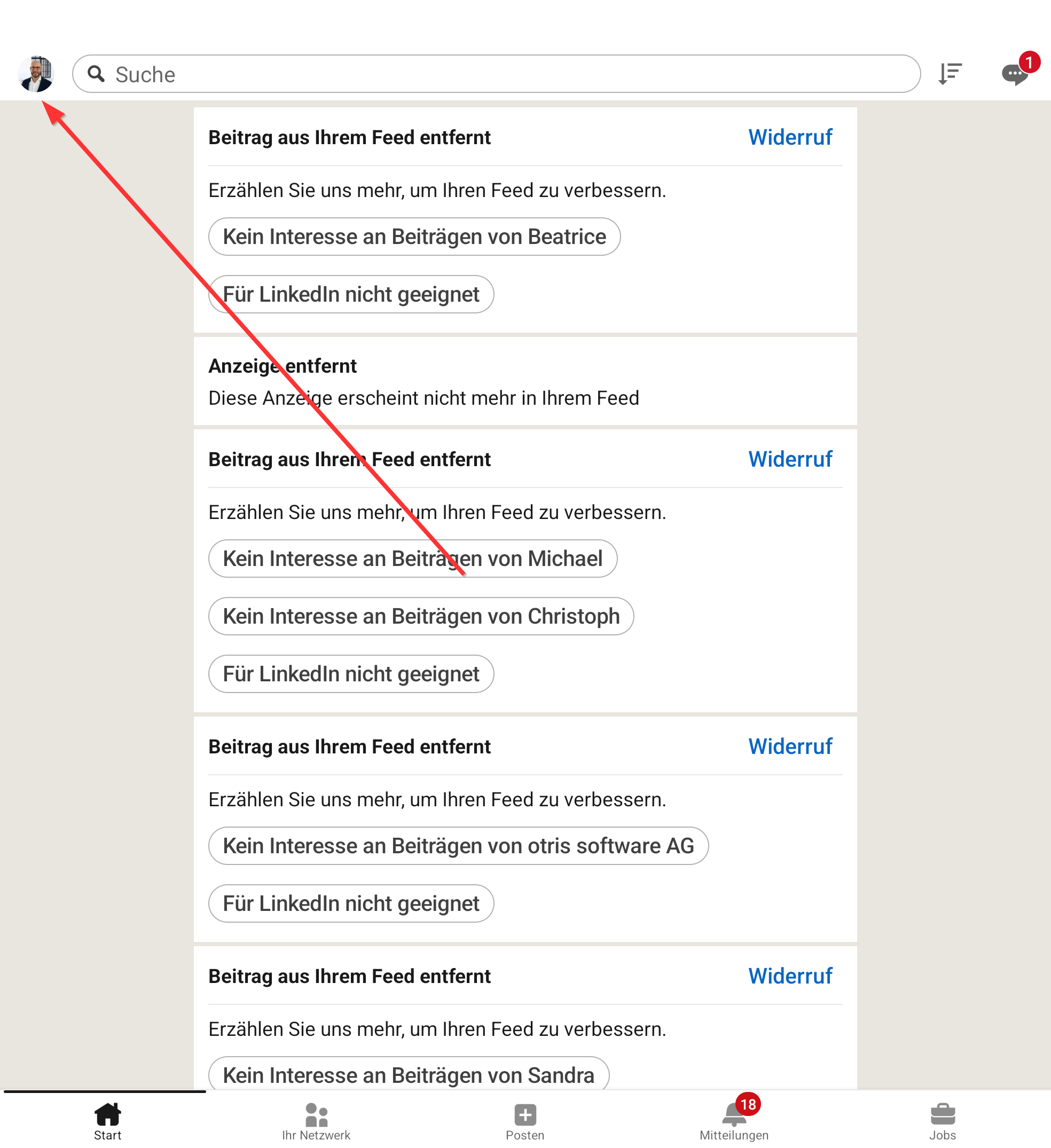 Zwei-Faktor-Authentifizierung in der LinkedIn-App als Push-Nachricht aktivieren.